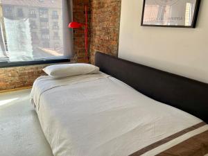 a bed with a black headboard in a room at Suites La Catedral in León