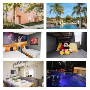 a collage of pictures of a resort with a pool at Townhouse Near Disney Sleeps 10 Guests & Dog-Friendly! in Kissimmee