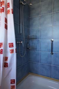 y baño con ducha y bañera. en Meereskönig Wohnung 3, en Büsum