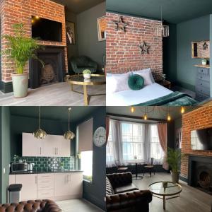 two images of a living room and a bedroom at Salt Life One Bedroom Apartment in Brighton & Hove
