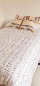 a bed with two pillows on top of it at Apartamentos La Libertad Estepona in Estepona