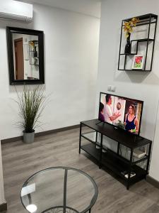 Televízia a/alebo spoločenská miestnosť v ubytovaní HEROE APARTAMENTO