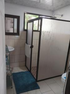 卡里佑的住宿－Casa Taupe，带淋浴的浴室和玻璃门