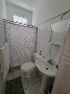 ein Bad mit einem WC und einem Waschbecken in der Unterkunft Boqueron el “Carribe” “paradise” in Cabo Rojo