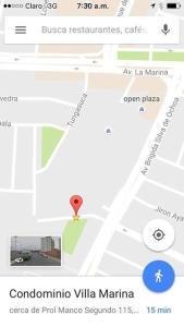 una captura de pantalla de una página de Google Maps con un pin en Gorgeous 2 bedroom flat in nice commercial area en Lima