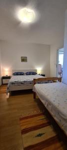 - une chambre avec 2 lits et une fenêtre dans l'établissement Apartments Antica, à Basina