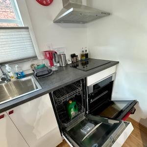Unique Artsy 2 Bdrm Apt 1.5 mi from Downtown的厨房或小厨房