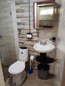 a bathroom with a toilet and a sink at Bird House - Apartament in Jardin