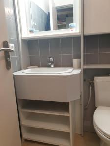 a bathroom with a sink and a toilet at Les Residences Pinea in Calvi