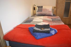 Ένα ή περισσότερα κρεβάτια σε δωμάτιο στο apartmán pod Ještědem