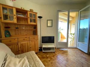 Televízia a/alebo spoločenská miestnosť v ubytovaní Appartement 2 pièces à Argelès-sur-Mer, 300m de la plage, terrasse, parking, animaux acceptés - FR-1-225-771