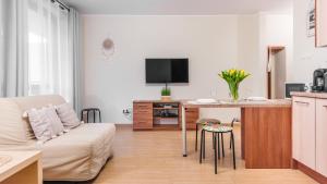 Televízia a/alebo spoločenská miestnosť v ubytovaní Apartamenty Sun & Snow Żeromskiego Krynica Morska - blisko morza