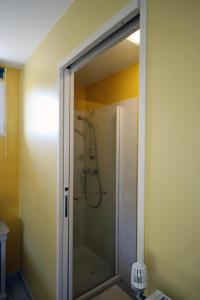 een douche in een badkamer met een glazen deur bij Chautardie 