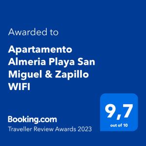 Certifikát, ocenenie alebo iný dokument vystavený v ubytovaní Apartamento Costa de Almería a 50m Playa San Miguel