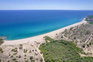 an aerial view of a beach and the ocean at Appartements Les Lofts de Sainte-Lucie-de-Porto-Vecchio in Sainte-Lucie de Porto-Vecchio