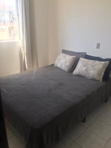 1 cama con 2 almohadas en una habitación en Cabana Carambu en São Francisco do Sul