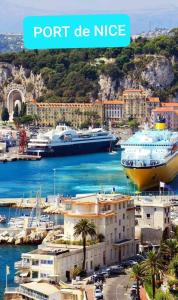 a view of a harbor with boats in the water at Gabriella in Menton