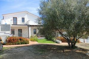 a white house with a tree in front of it at I Girasoli in Bari Sardo