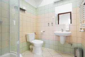 a bathroom with a toilet and a sink and a shower at 8pokoi OFKA in Cieszyn