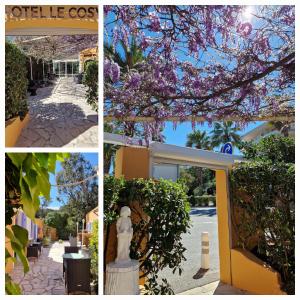 a collage of pictures of a building and a tree with purple flowers at Le Cosy in Saint-Aygulf