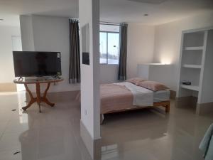 a bedroom with a bed and a television in it at La Posada 815 in Pisco