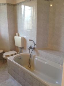 a bathroom with a bath tub and a toilet at La Casa di Miro in Nesso