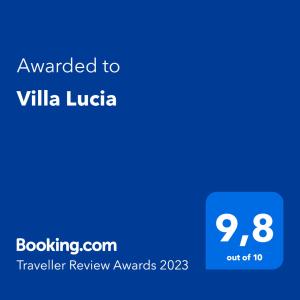 a blue screen with the text awarded to villilla ludica at Villa Lucia with private pool and a whirlpool in Vis