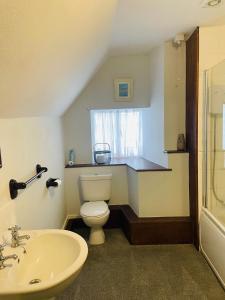 a bathroom with a toilet and a sink at The Lugger Fowey in Fowey