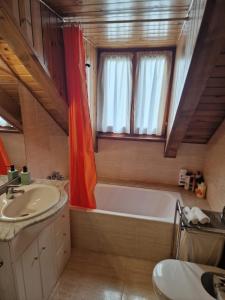 a bathroom with a tub and a sink and a bath tub at Espot Natura - Apartament de muntanya al PN Aigüestortes i Sant Maurici in Espot