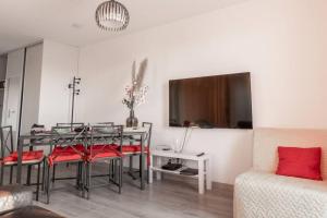 Televízia a/alebo spoločenská miestnosť v ubytovaní Joli loft équipé, tennis, piscine