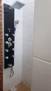 La salle de bains est pourvue d'une douche avec un pommeau de douche. dans l'établissement LA INESITA, à Santa Ana