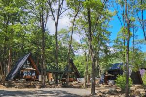 una casa en el bosque con un parque infantil en Villa Yoshino - Vacation STAY 01568v en Azumino