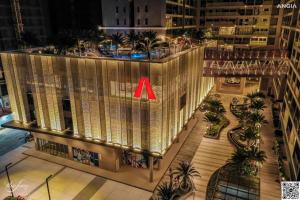an overhead view of a building with a red x on it at A cozy condotel in Bai Sau(1 bed and 1 sofa bed) in Vung Tau