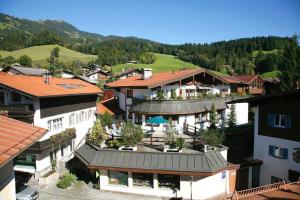 an overhead view of a town with houses and trees at Ferienwohnung Kober in Hopfgarten im Brixental