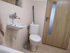 a bathroom with a toilet and a sink at Apartmán u Moniky 