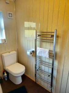 a bathroom with a toilet and a towel rack at Spacious Swanky Home 4 Groups & Contractors near NEC & Airport in Olton