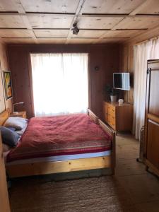 a bedroom with a large bed with a window at Charisma Peist Act-Sports Arosa in Peist
