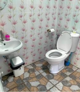 a bathroom with a toilet and a sink at ดอยตุง สันติสุขโฮมสเตย์ in Ban Pa Kluai La Hu