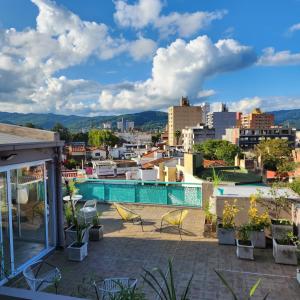 a view from the roof of a building with a swimming pool at CASA MARGARITA 2P cuadruple in San Salvador de Jujuy