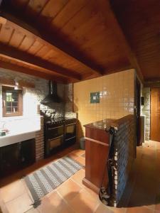 a large kitchen with a sink and a stove at Chalet Montagne 