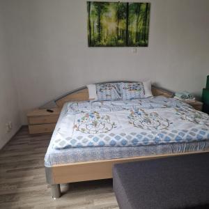 1 dormitorio con 1 cama y una foto en la pared en Seventeen, en Arad