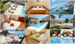 un collage de fotos de una piscina y una casa en Villa Comfort, en Kaštela