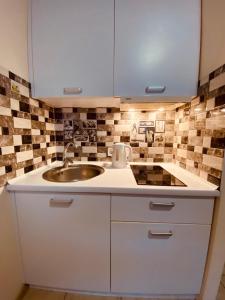 a kitchen with a sink and a counter top at Let flat today in Kyiv