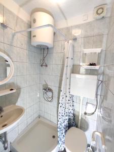 a bathroom with a tub and a toilet and a sink at Apartments Boa in Slatine