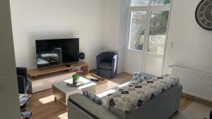 Televízia a/alebo spoločenská miestnosť v ubytovaní Au Beau Duplex de la Basilique