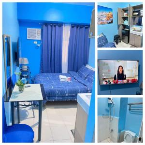 kolaż zdjęć pokoju z łóżkiem i telewizorem w obiekcie Shanilyn Residency Urban Deca Towers EDSA Mandaluyong,UNLIMITED INTERNET AND NETFLIX w mieście Manila
