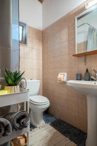 een badkamer met een toilet en een wastafel bij WALNUT TREE VILLA in Archanes