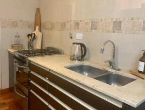 a kitchen with a sink and a stove at Vicente López Premium in Salta