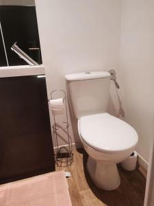 baño con aseo blanco en una habitación en Maison scandinave avec garage, en Roubaix