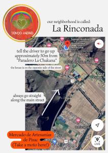 Ein Screenshot eines Flyers mit Stadtplan in der Unterkunft Sonqo Andino Hospedaje Medicina - La Rinconada in Pisac
